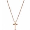 Sequoia Γυναικείος Ατσάλινος Rose Gold Σταυρός με Ζιργκόν με αλυσίδα