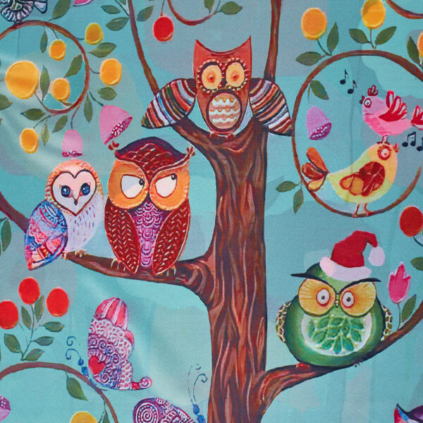 Sequoia Γυναίκεια εσάρπα διπλής όψης  με digital print Owls on a Tree