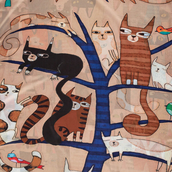 Sequoia Γυναίκεια εσάρπα διπλής όψης  με digital print Cats on a Tree