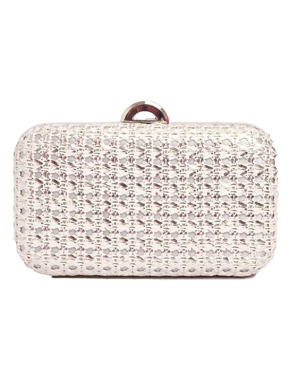 Τσάντα φάκελος clutch ψάθινο-21885 - Ασημί