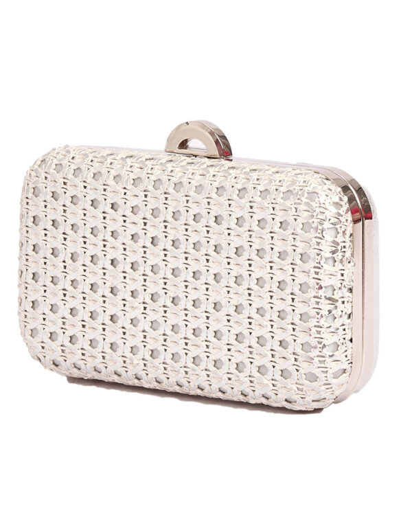 Τσάντα φάκελος clutch ψάθινο-21885 - Ασημί