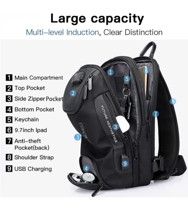 Τσαντάκι ώμου χιαστί crossbody Bange 7082 μαύρο
