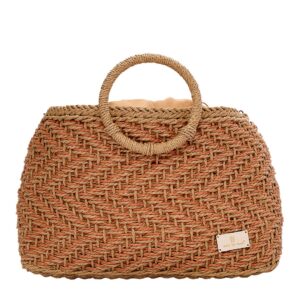 Ψάθινη Τσάντα Χειρός CN25022 - Apricot