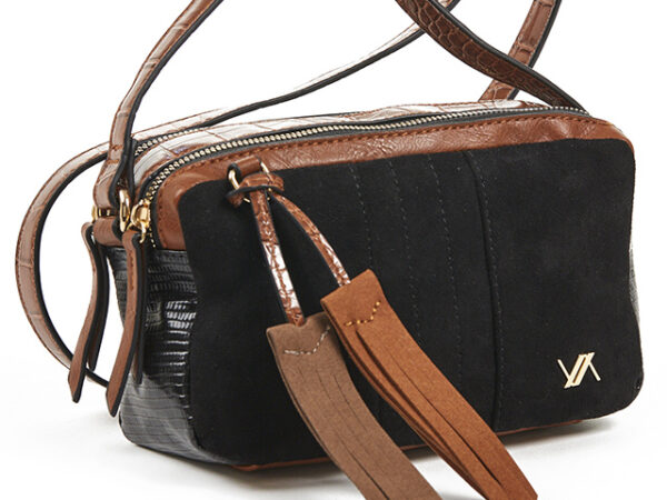 Verde 16-6213 Suede Γυναικεία Τσάντα Χιαστι black