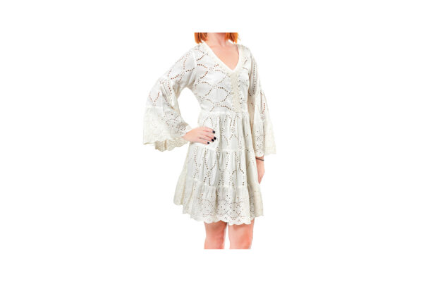 Verde Γυναικειο φορεμα παραλιας 100% cotton one size 52-0020 White