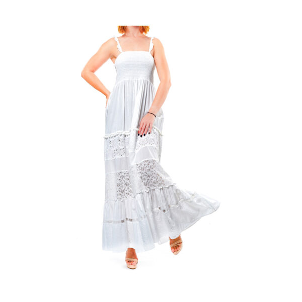 Verde Γυναικειο φορεμα παραλιας 100% cotton one size 52-0020 White