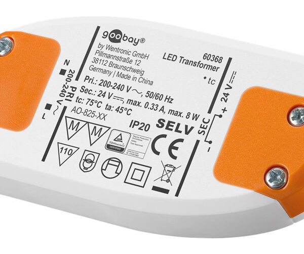 GOOBAY μετασχηματιστής LED 60368, 24V, 8W, IP20