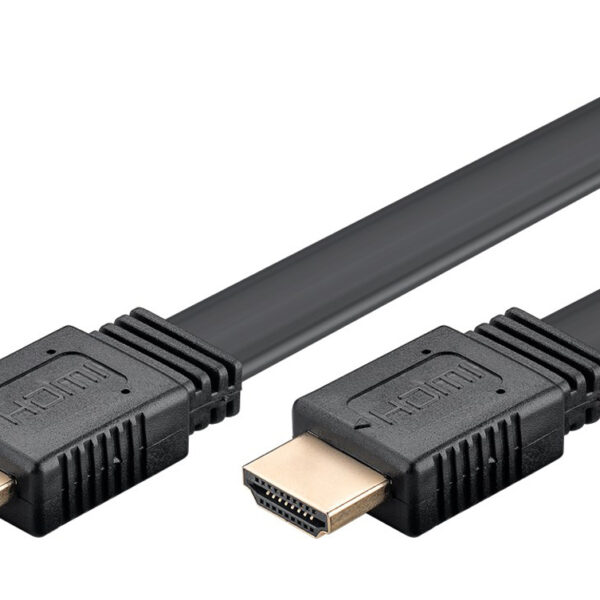 GOOBAY καλώδιο HDMI 2.0 61280, Ethernet flat, 4K/60Hz 18 Gbps, 3m, μαύρο