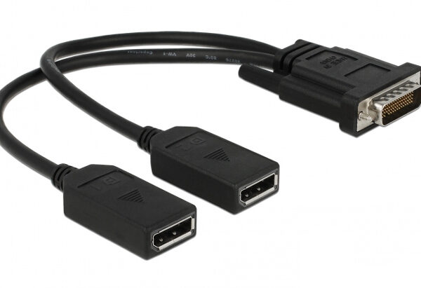 DELOCK αντάπτορας DMS-59 σε 2x DisplayPort 65354, 25cm, μαύρος