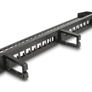 DELOCK keystone patch panel 43277, 19"/1U, 24 ports, μαύρο