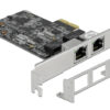 DELOCK κάρτα επέκτασης PCIe x2 σε 2x RJ45 89530, 2.5 Gbps, low profile
