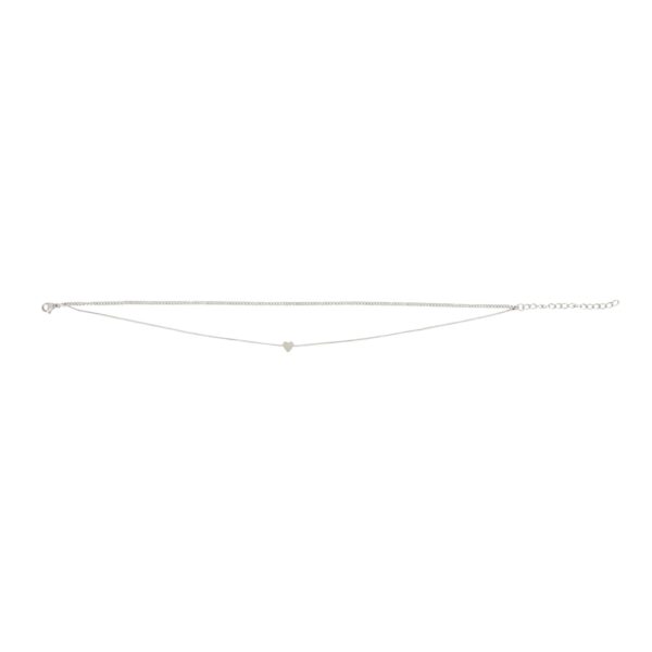 Αλυσίδα ποδιού Stainless Steel ασημί διπλή με καρδούλα