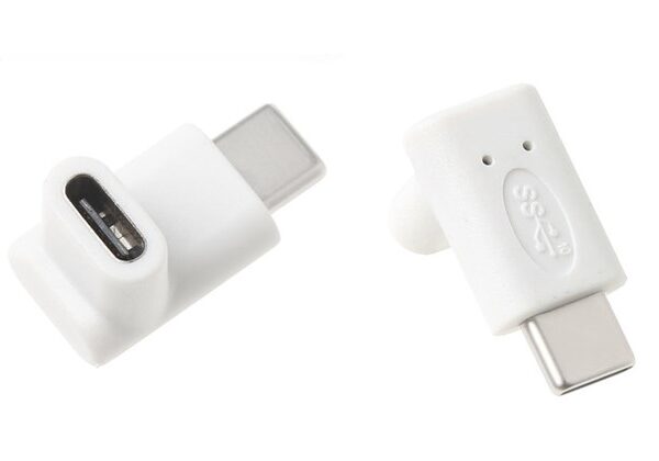 POWERTECH αντάπτορας USB-C αρσενικό σε θηλυκό CAB-U099, 90°, λευκός