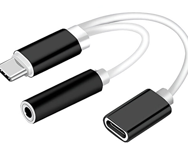 POWERTECH αντάπτορας USB-C σε USB-C & 3.5mm θηλυκό CAB-UC030, λευκός
