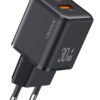 USAMS φορτιστής τοίχου US-CC189, USB & USB-C, 30W PD, μαύρος