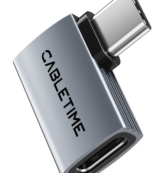 CABLETIME αντάπτορας USB-C CT-OTG41-AG, γωνιακός, USB4, 240W, 40Gbps, 8K, γκρι