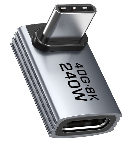 CABLETIME αντάπτορας USB-C CT-OTG42-AG, γωνιακός, USB4, 240W, 40Gbps, 8K, γκρι