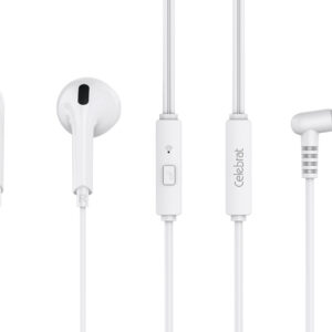 CELEBRAT earphones με μικρόφωνο G23, 3.5mm σύνδεση, Φ14mm, 1.2m, λευκά