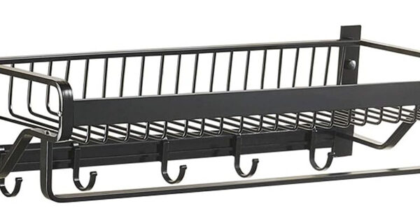 HOME USE κρεμάστρα με ράφι HUH-0164, μεταλλική 57x22x13cm, μαύρη