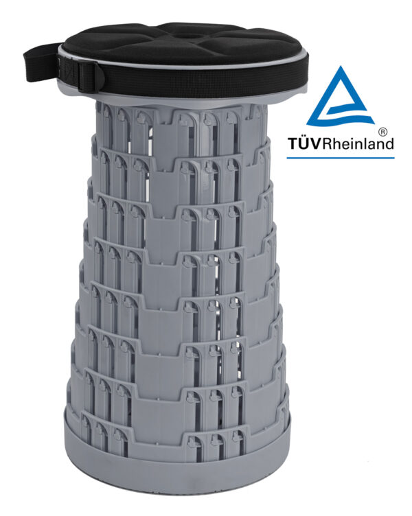 POWERTECH πτυσσόμενο καρεκλάκι HUH-0236 με μαξιλάρι, αντοχή έως 250kg, 25.5x45cm, γκρι