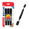MP ανεξίτηλος μαρκαδόρος PE460-1, με 2x μύτες 2/5mm & 2mm, μαύρος, 3τμχ