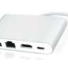 POWERTECH docking station PTH-085, 4 θυρών, USB-C, 100W PD, 4K, γκρι