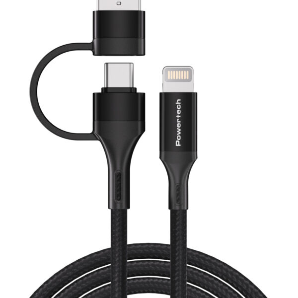 POWERTECH καλώδιο USB & USB-C σε Lightning PTR-0159, PD 27W, copper, 1.5m, μαύρο