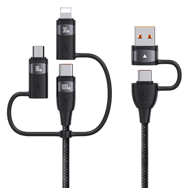 USAMS καλώδιο USB/USB-C σε 3 in 1 US-SJ646, PD 100W, 2m, μαύρο
