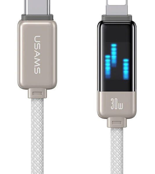 USAMS καλώδιο Lightning σε USB-C SJ743, 30W, 480Mbps, 1.2m, λευκό