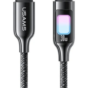 USAMS καλώδιο Lightning σε USB-C US-SJ672, 30W, 480Mbps, 1.2m, μαύρο