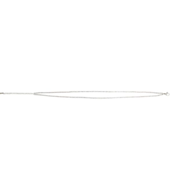 Αλυσίδα ποδιού Stainless Steel ασημί με διπλή σειρά στρας