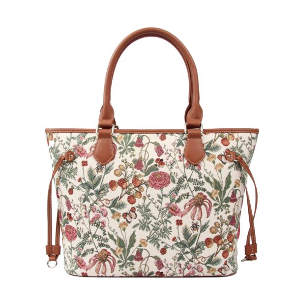 Τσάντα Χειρός Ώμου Floral Summer Beige Henney Bear