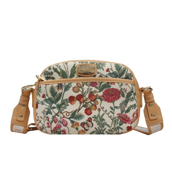 Τσάντα Χιαστί Μεσαία Floral Summer Beige Henney Bear