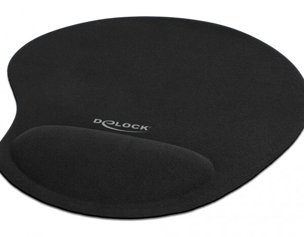 DELOCK mousepad 12040 με gel στήριγμα καρπού, 230 x 202mm, μαύρο