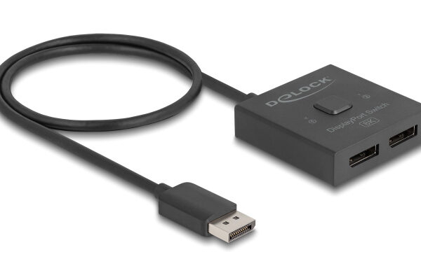 DELOCK DisplayPort switch 18906, 2 σε 1, bidirectional, 8K/30Hz, μαύρο