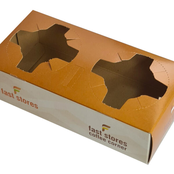 FAST STORES & COFFEE CORNER χάρτινη ποτηροθήκη, 2 θέσεων, 50τμχ