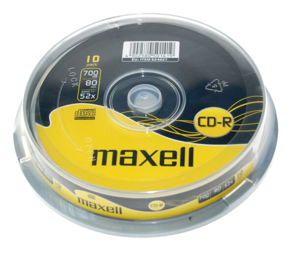 MAXELL CD-R 624027.40.TE, 700ΜΒ, 80min, 52x speed, cake box 10τμχ