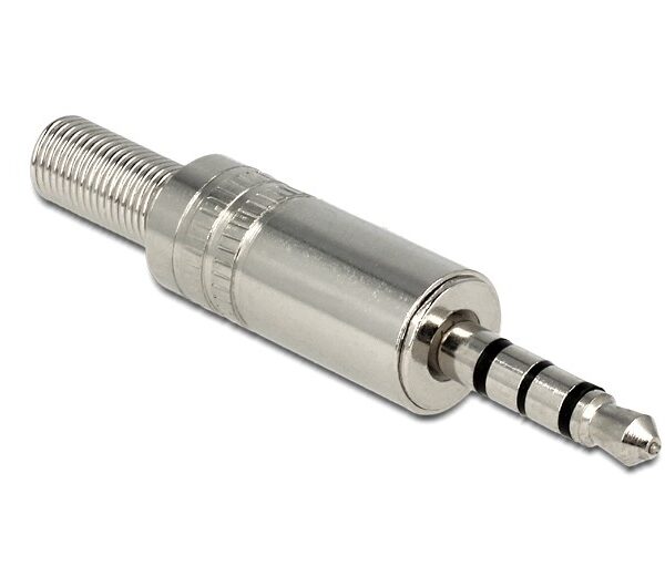 DELOCK Βύσμα 3.5mm Stereo, 4 pin, Bend Protection, metal, ασημί