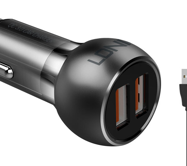 LDNIO φορτιστής αυτοκινήτου C503Q με καλώδιο, 2x USB, 36W, QC, γκρι