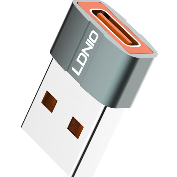 LDNIO αντάπτορας USB σε USB-C LC150, αρσενικό σε θηλυκό, γκρι