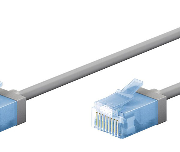 GOOBAY καλώδιο δικτύου 74221, CAT 6A U/UTP, slim, copper, 500MHz, 0.5m, γκρι