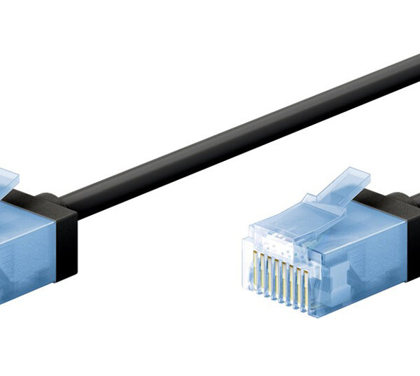 GOOBAY καλώδιο δικτύου 74233, CAT 6A U/UTP, slim, copper, 500MHz, 1m, μαύρο