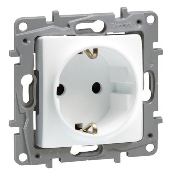 LEGRAND πρίζα 2Π+Γ 764529, ασφαλείας, λευκή