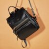 Split Leather Γυναικείo Σακίδιο Πλάτης Χιαστί Laorentou 9113003L μαύρο