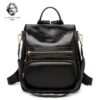 Split Leather Γυναικείo Σακίδιο Πλάτης Χιαστί Laorentou 9113003L μαύρο