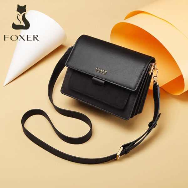 Δερμάτινη Γυναικεία Τσάντα Χιαστί Foxer 954011F μαύρο