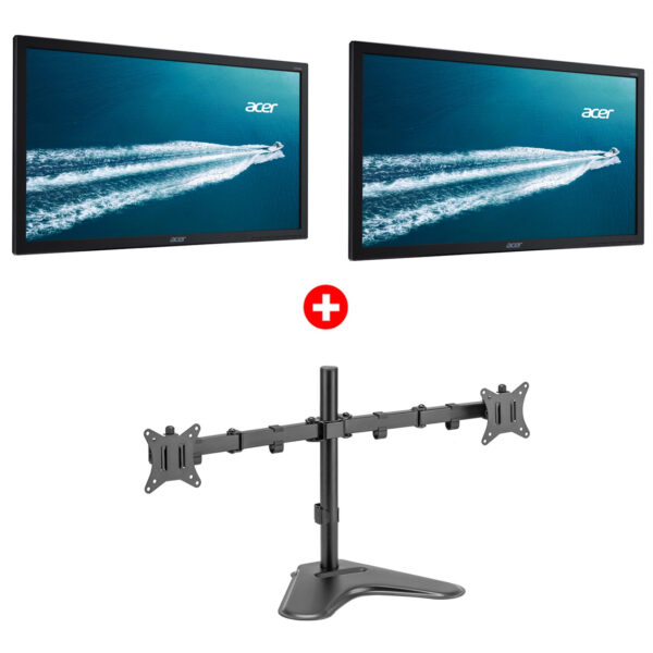 ACER 2x used οθόνες V226HQL με βάση, LED, 21.5" Full HD, VGA/DVI, Grade A