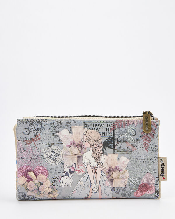 Sweet Candy Vintage Story – Γυναικείο Πορτοφόλι με Retro Graphic Design & Shabby Chic Λεπτομέρειες