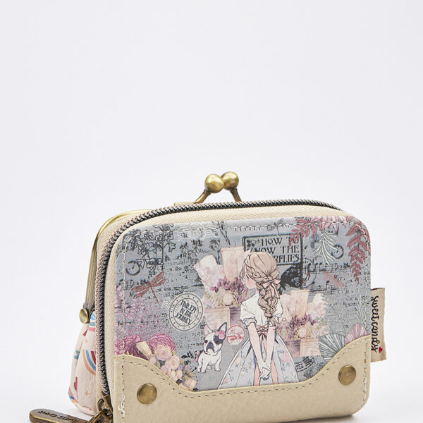 Sweet Candy Γυναικείο Mini Πορτοφόλι με Vintage Καθρέφτη & Κλασικό Κούμπωμα – Mirror Bloom