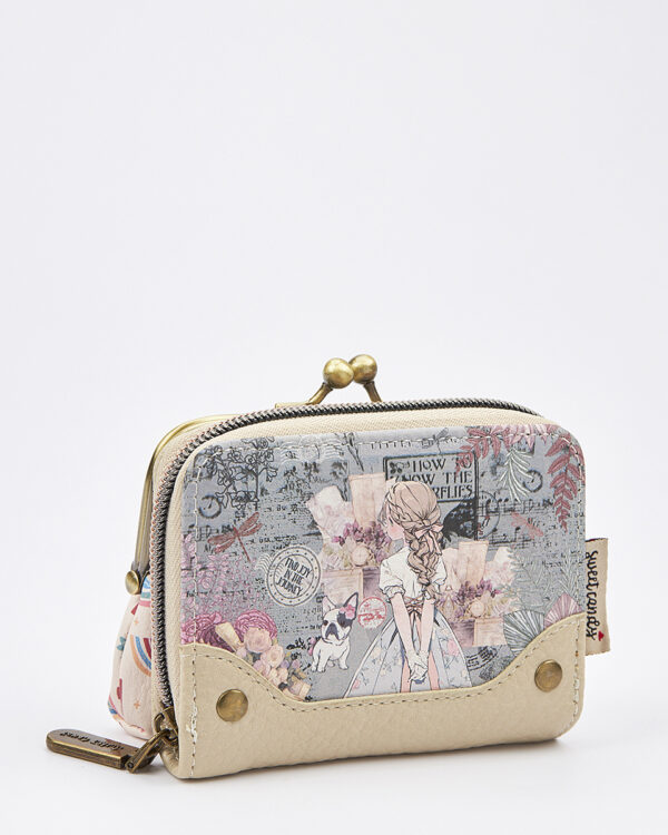 Sweet Candy Γυναικείο Mini Πορτοφόλι με Vintage Καθρέφτη & Κλασικό Κούμπωμα – Mirror Bloom